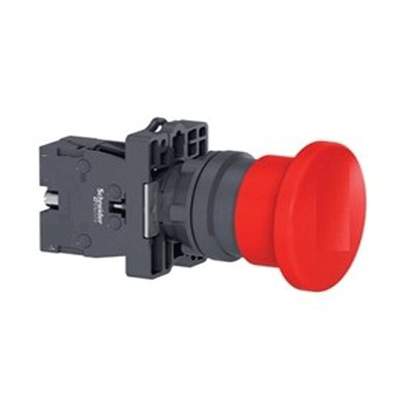 Nút nhấn thả đầu nấm Ø22, N/C, đường kính Ø40mm, màu đỏ