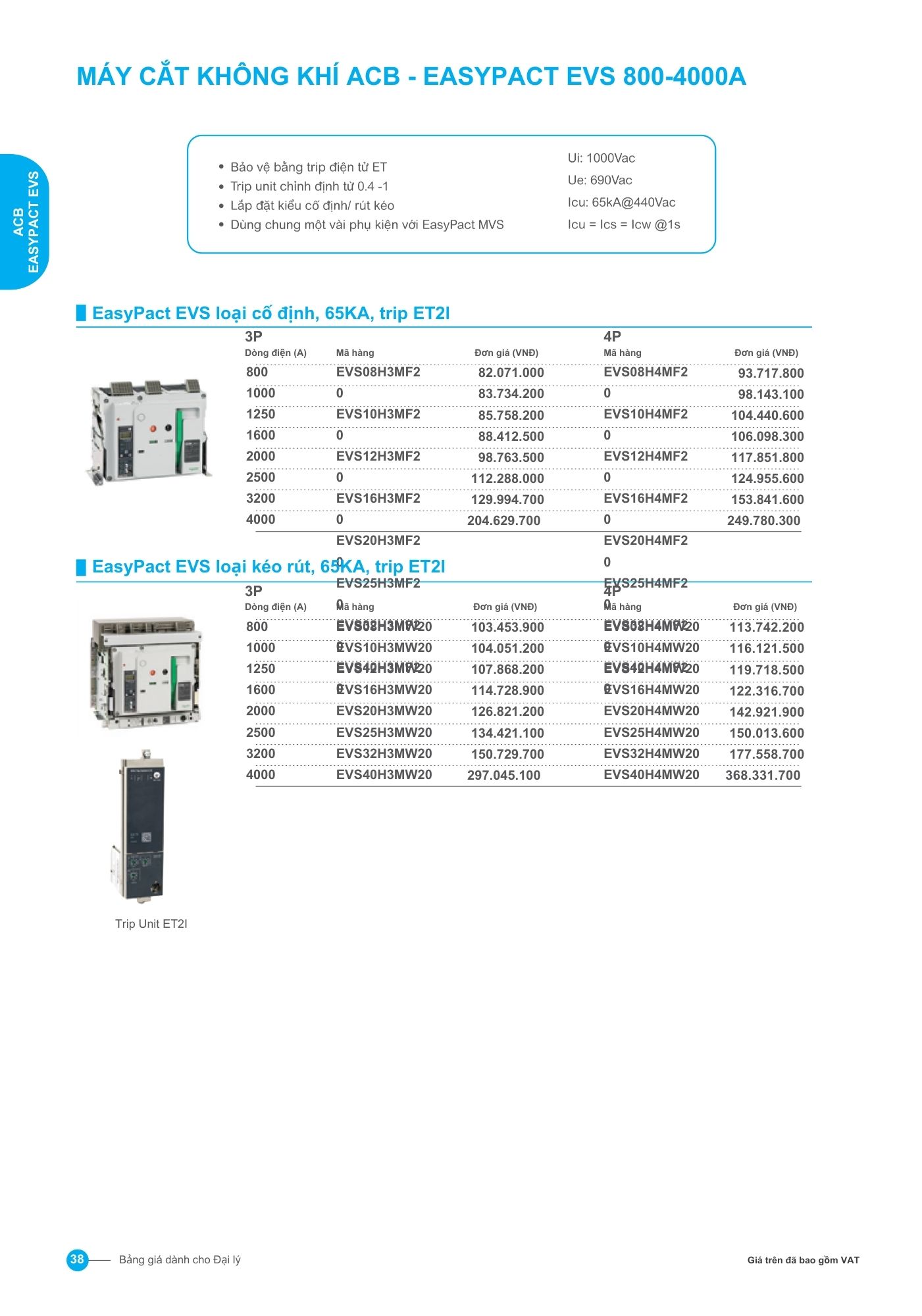 máy cắt không khí ACB Easypact EVS 800-400A