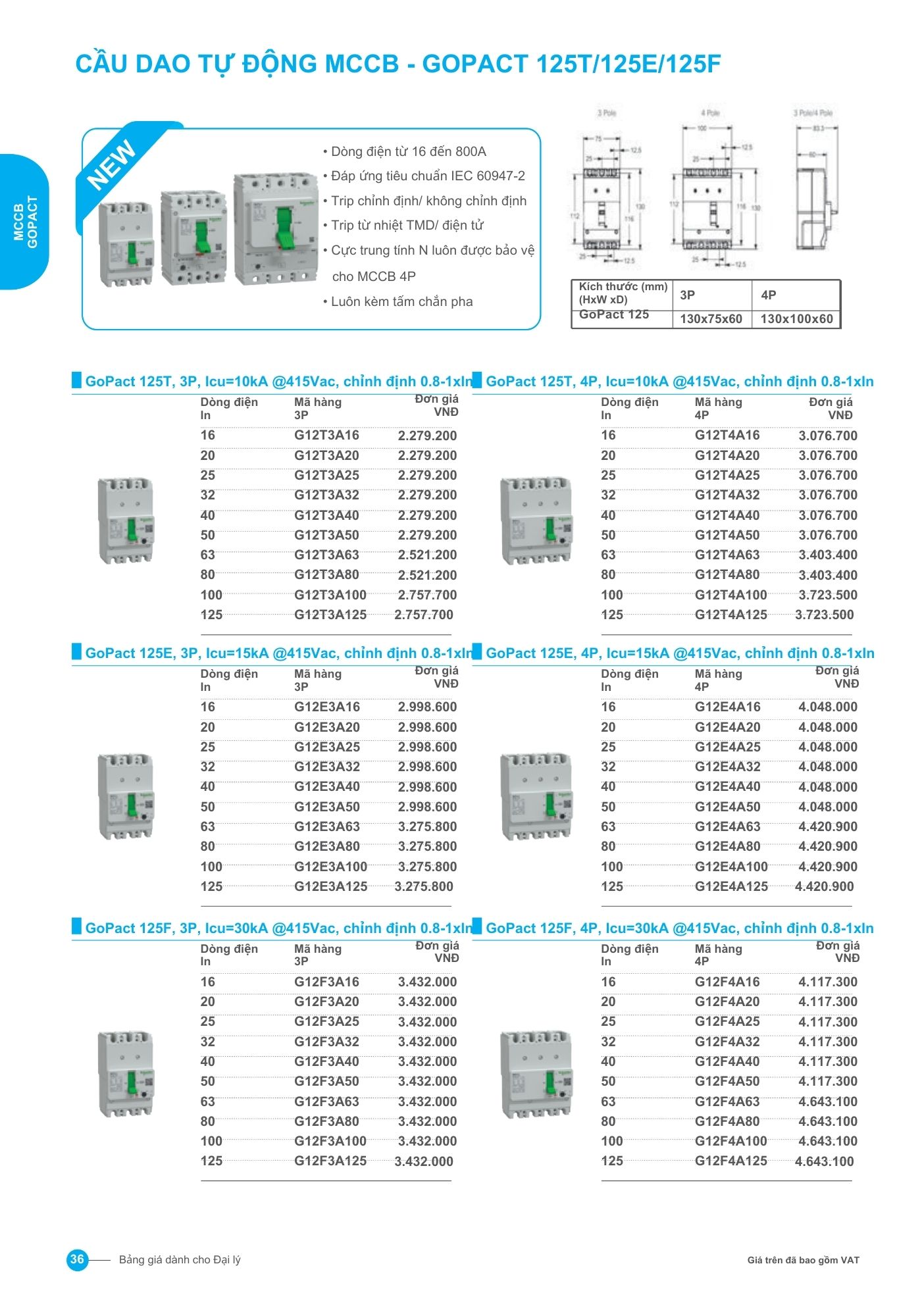 MCCB Gopact 125T/125E/125F