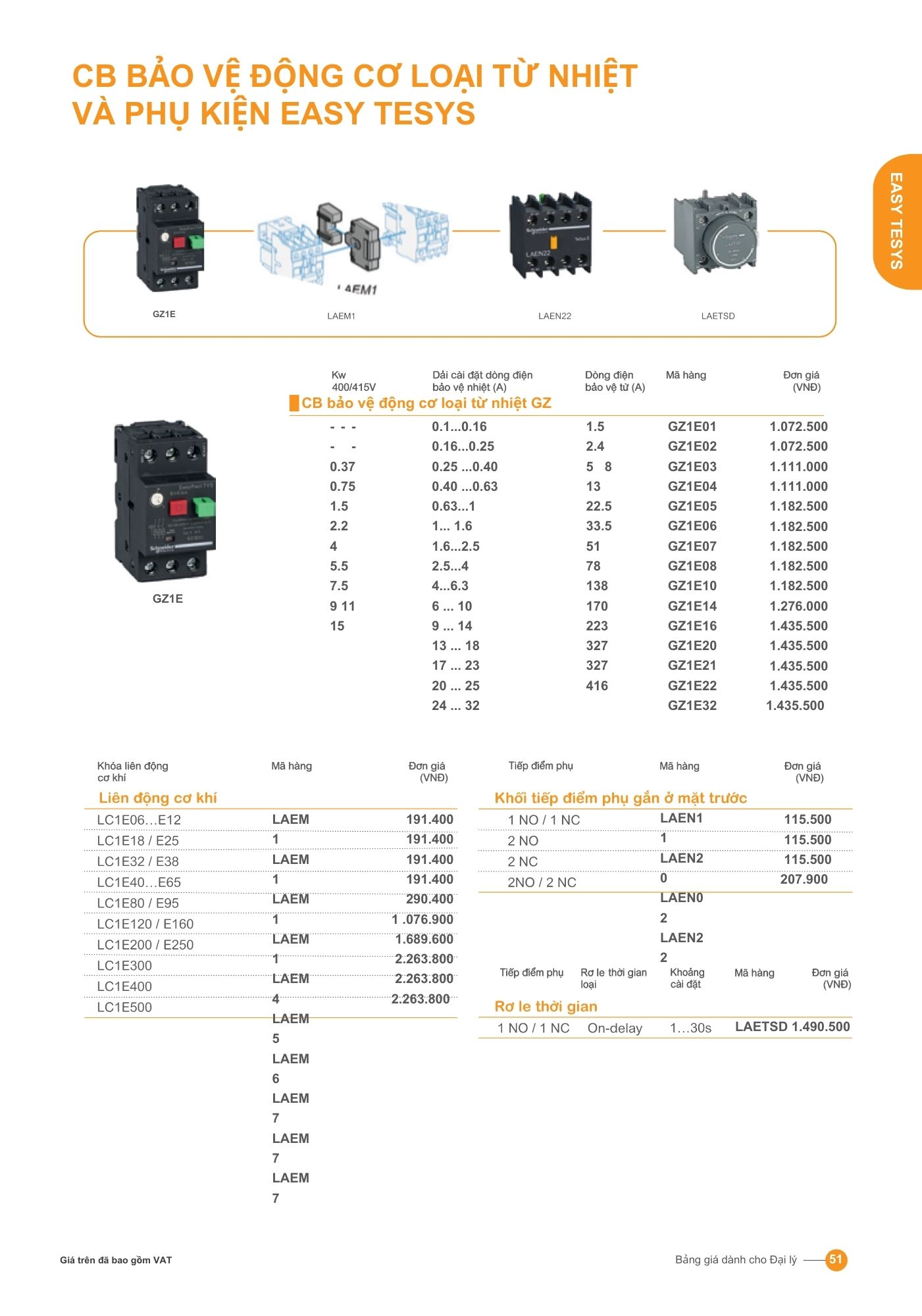 CB bảo vệ động cơ loại từ nhiệt và phụ kiện easy tesys