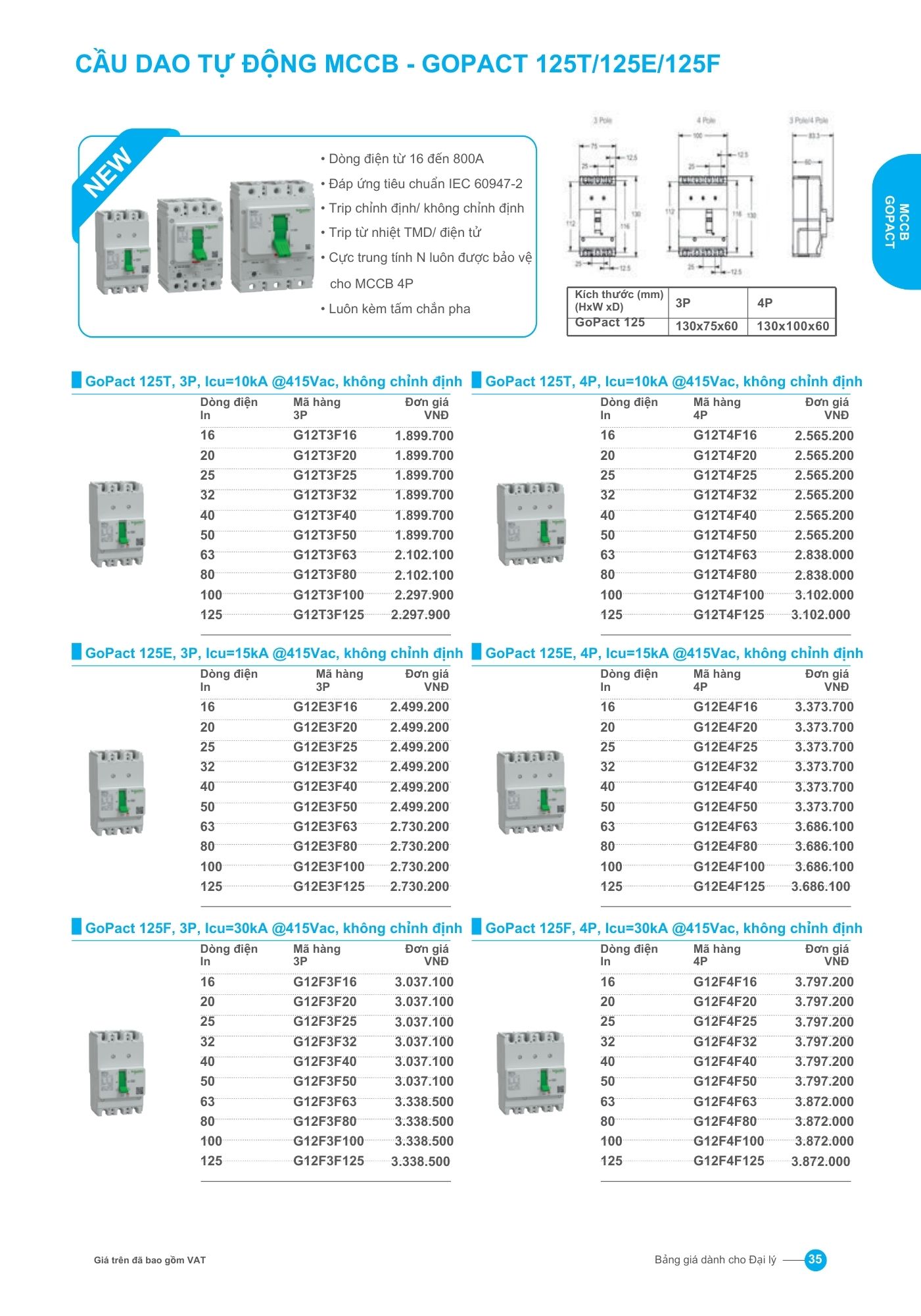 MCCB Gopact 125T/125E/125F