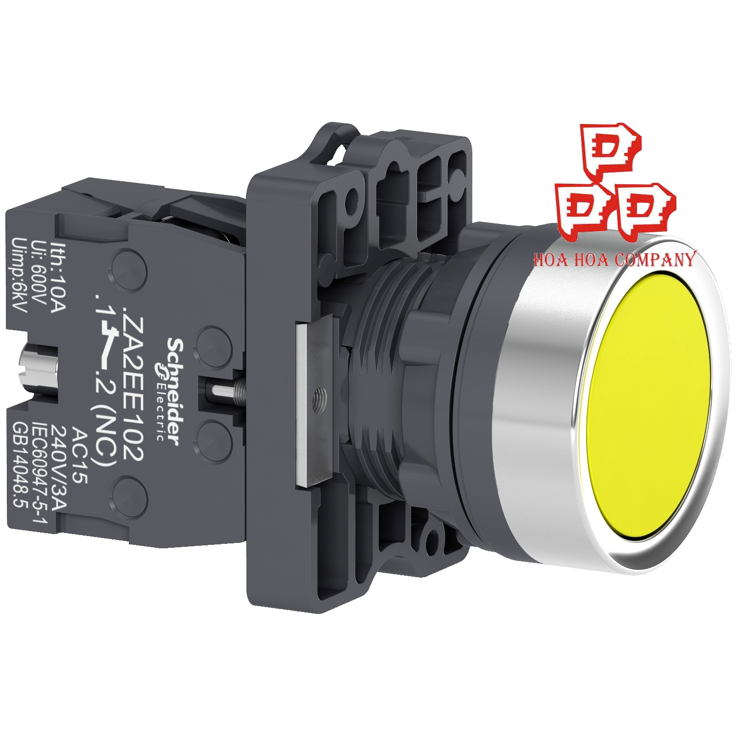 Nút nhấn thả Ø22, N/O, không ký hiệu, màu vàng