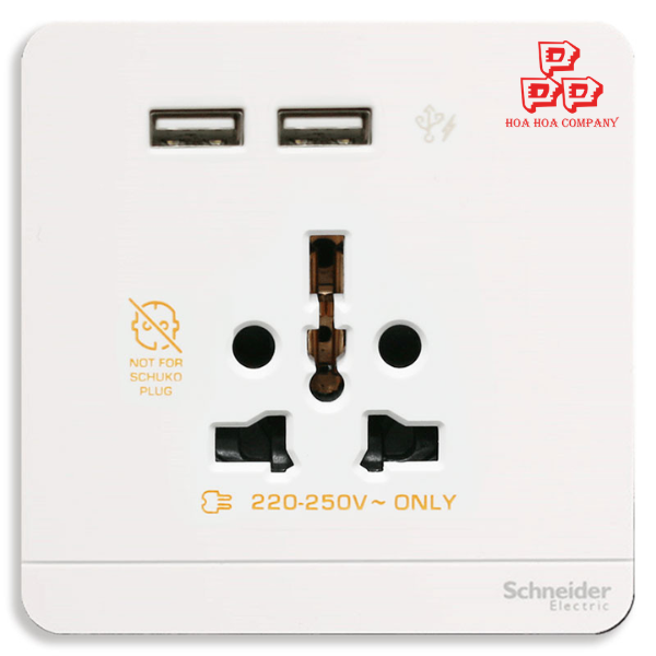 Bộ ổ cắm đa năng và sạc USB đôi - trắng