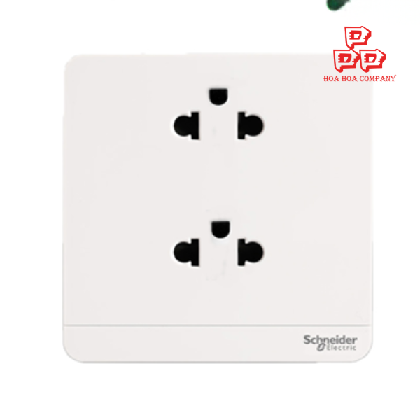 Bộ ổ cắm đôi 3 chấu 16A vuông - trắng